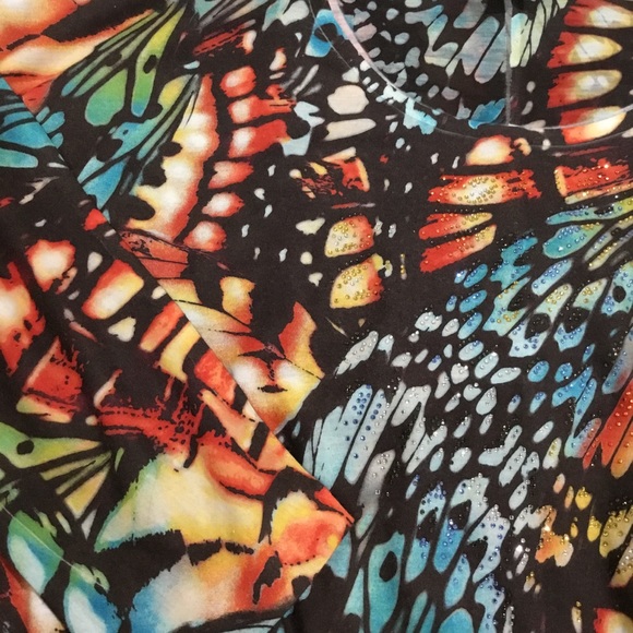 Chico’s multicolored rhinestone sparkling butterfly embellished top small - Picture 3 of 6